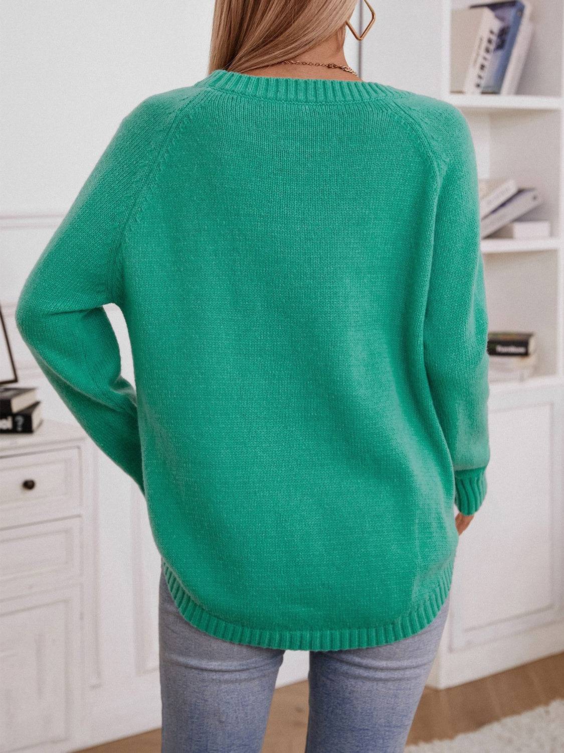 Stilla | Dekorativ Knap Rundhalset Raglanærme Pullover Mode