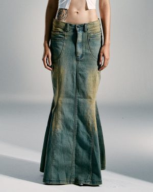Stilla | Lang Denim Nederdel
