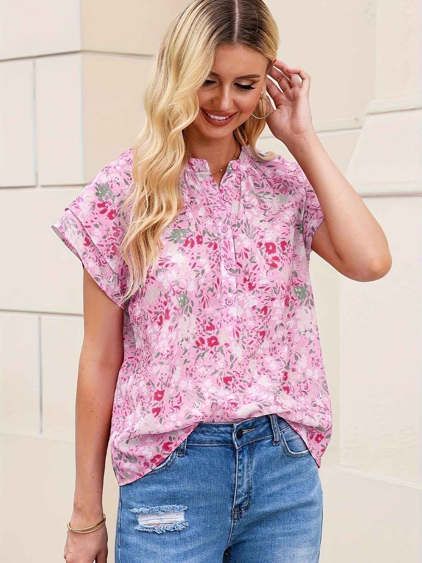 Stilla | Bluse med blomstermotiv og volanger