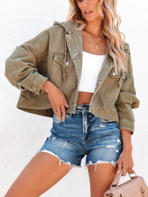 Stilla | Grøn Cropped Denimjakke
