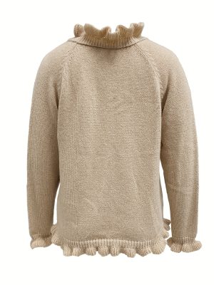 Stilla | V-hals sweater med flæser i bunden med knapper
