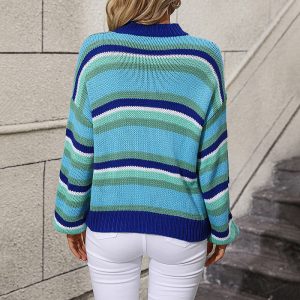 Stilla | Strikket Bluse i Striber Akryl Farverig, Komfortabel