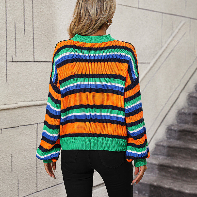 Stilla | Strikket Bluse i Striber Akryl Farverig, Komfortabel