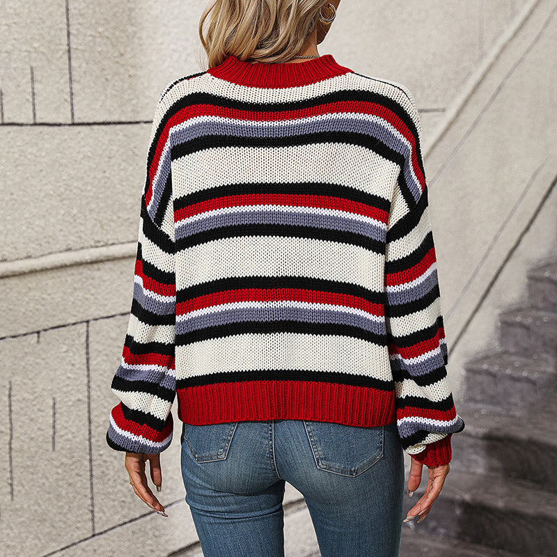Stilla | Strikket Bluse i Striber Akryl Farverig, Komfortabel