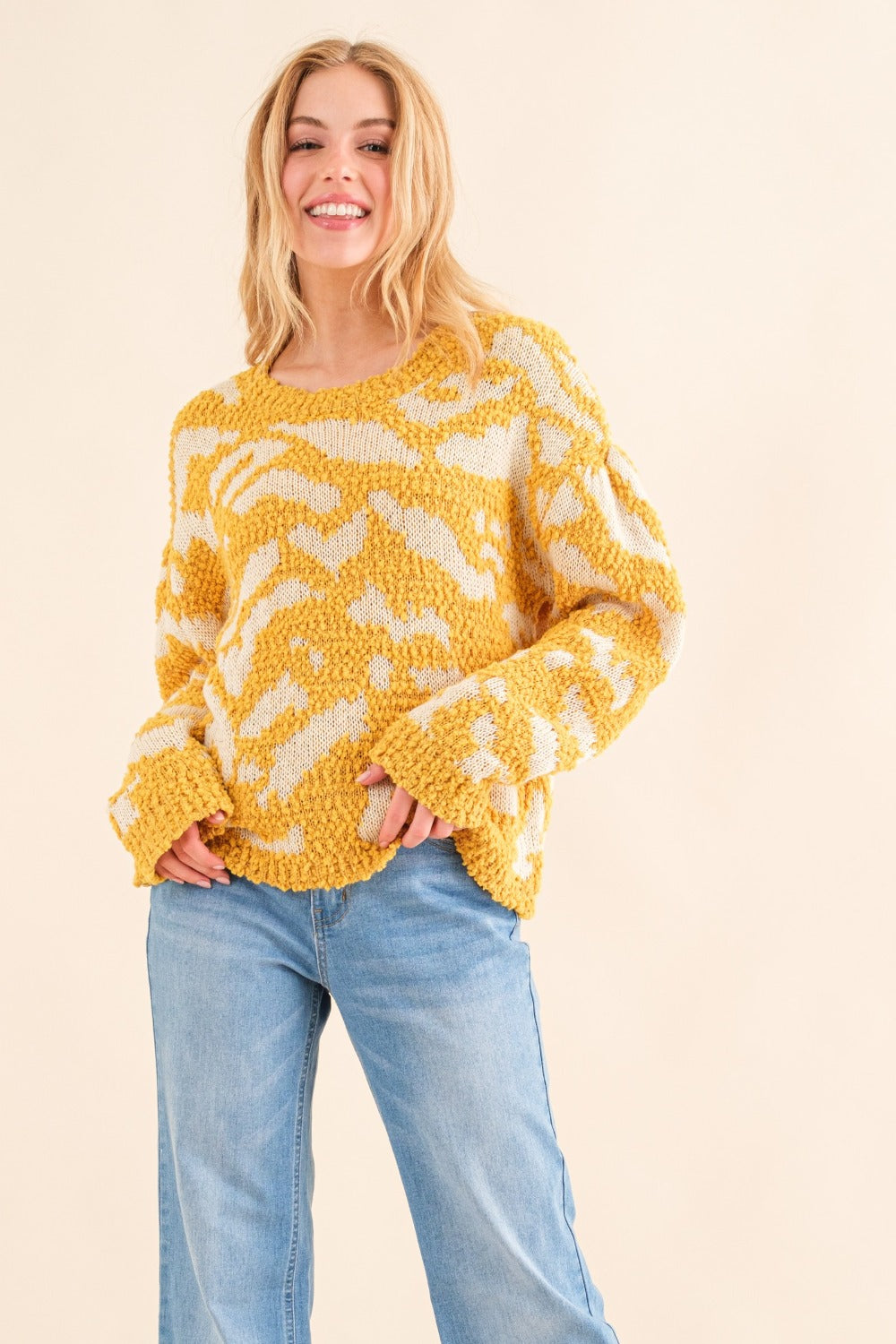 Stilla | The Why Fuld størrelse tekstureret mønster kontrast sweater