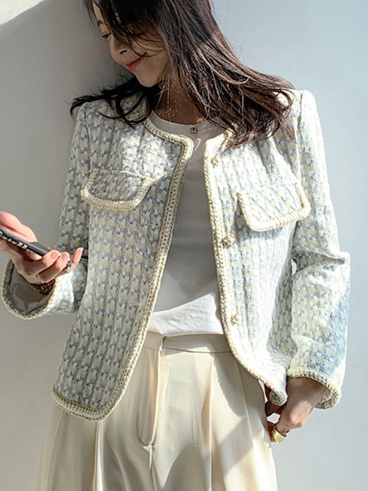 Stilla | Tweed Kort Ternet Damefrakke