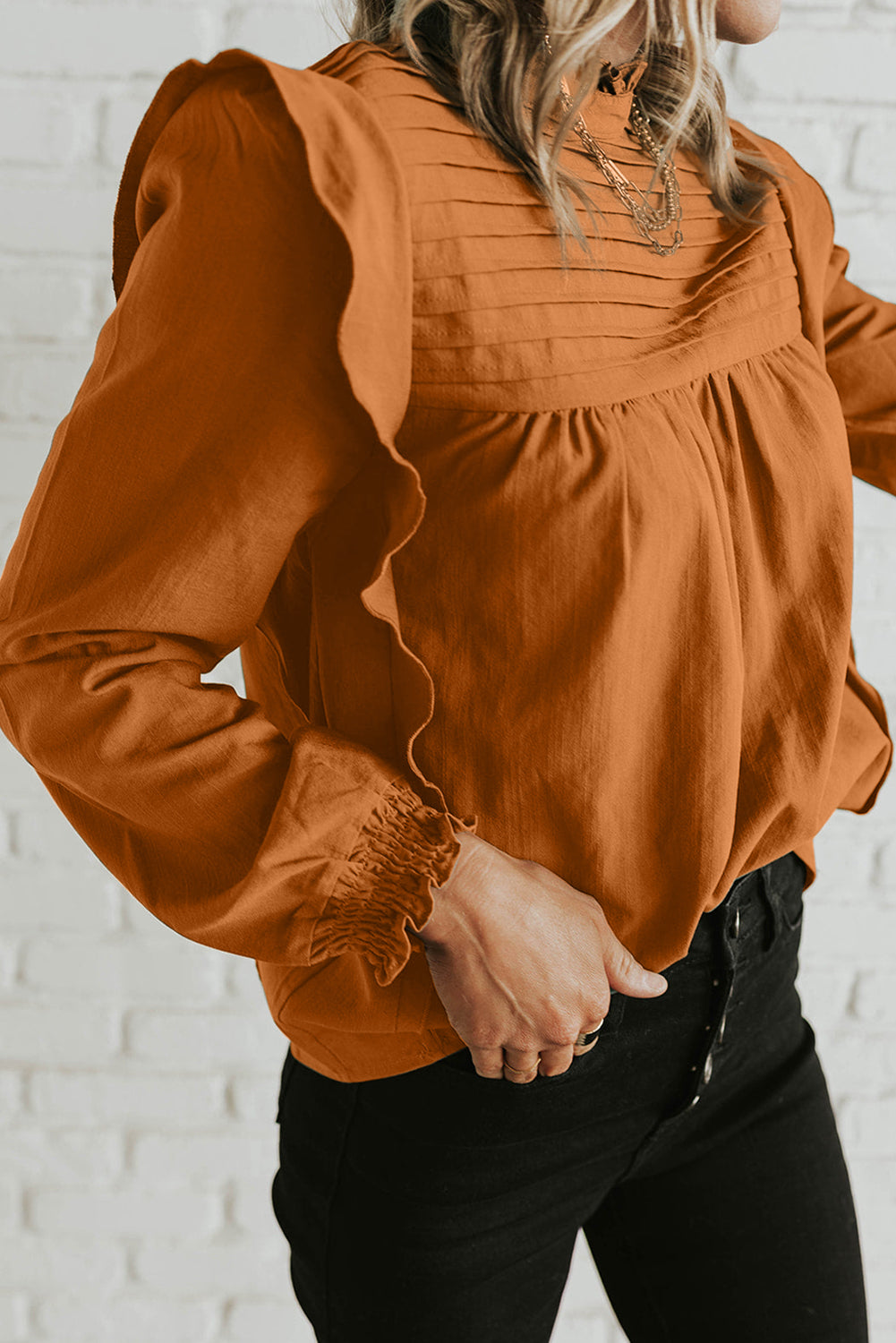 Stilla | Mock Neck Langærmet Bluse
