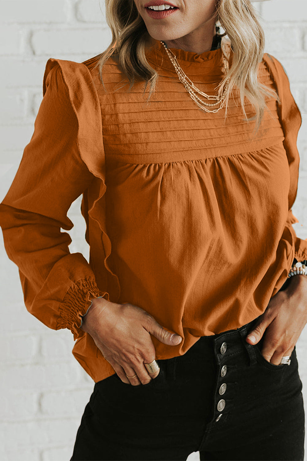 Stilla | Mock Neck Langærmet Bluse