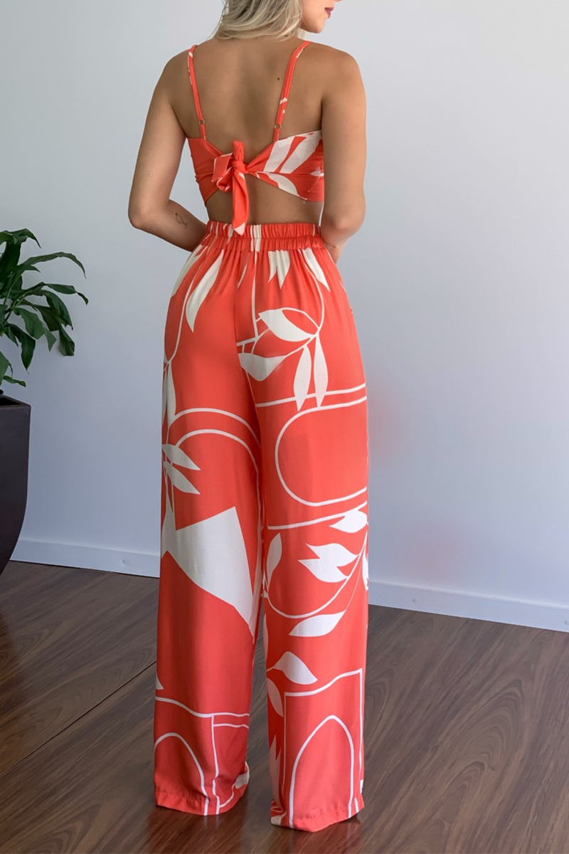 Stilla | Mode Print Patchwork Spaghetti Strop Jumpsuits