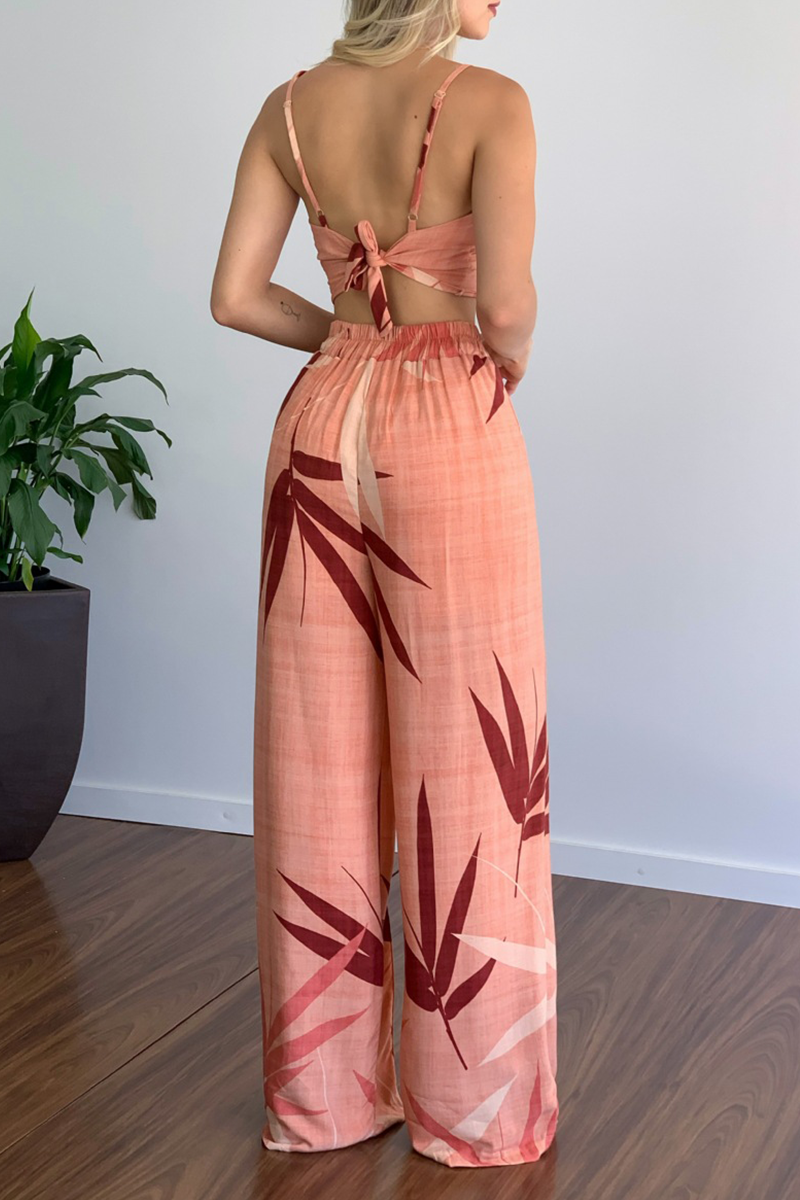 Stilla | Mode Print Patchwork Spaghetti Strop Jumpsuits