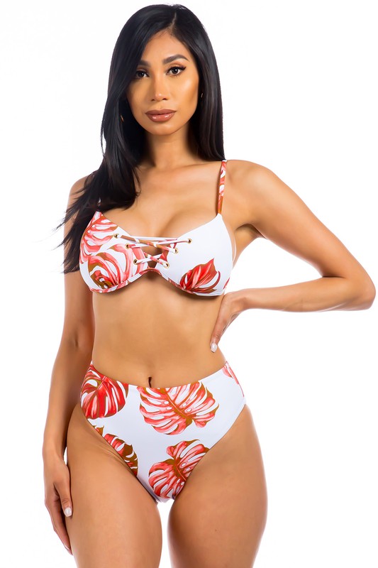 Stilla | Piece Tropical Leave Print Bikini på udsalg
