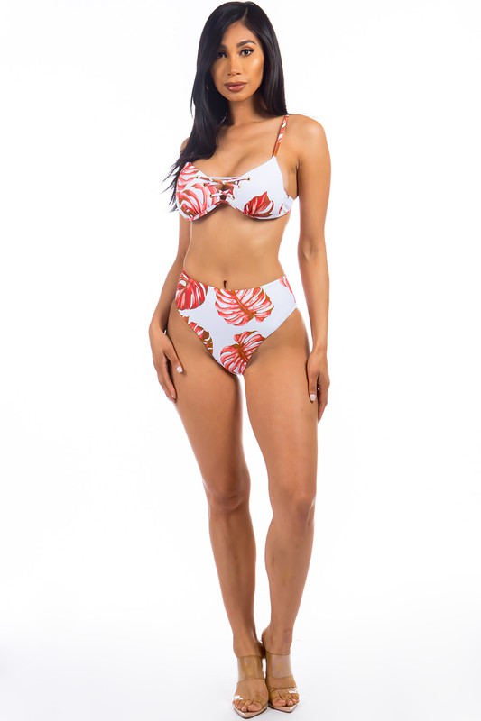 Stilla | Piece Tropical Leave Print Bikini på udsalg