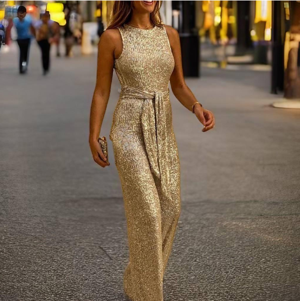 Stilla | Forførende Jumpsuit Glimmer Åbne Skuldre Og Ryg