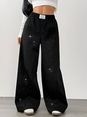 Stilla | Kvinder Casual Stjernespækket Galaxy Print Bred Ben Mode
