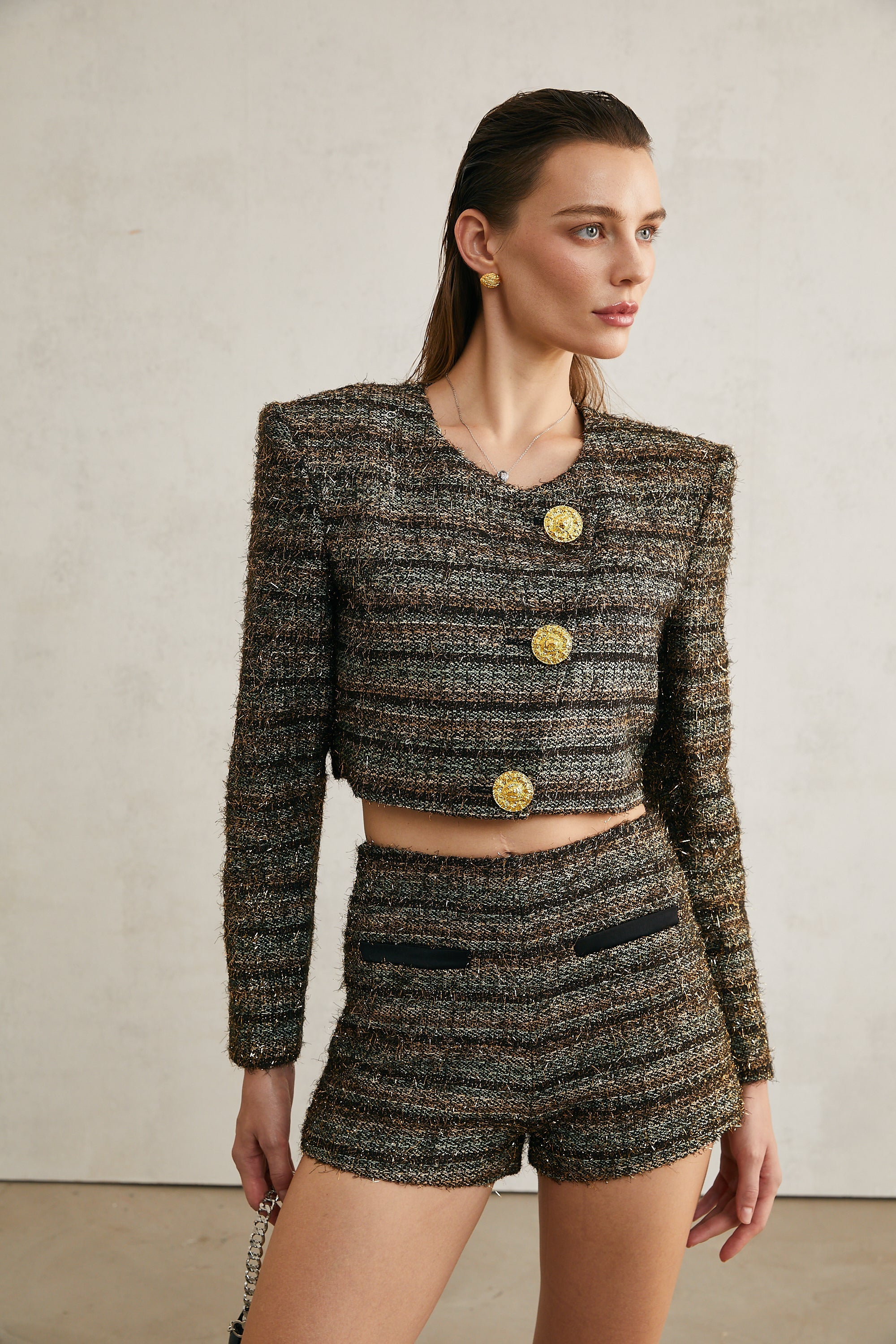 Stilla | Éloïse Metaltråd Cropped Jakke