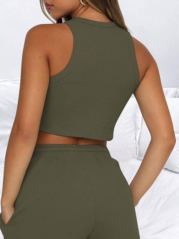 Stilla | Kvinder nye løse ensfarvede afslappede ærmeløse jumpsuit Online Hot Salg
