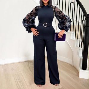 Stilla | Kvinders Blonder Silke Jumpsuit Med Store Ærmer