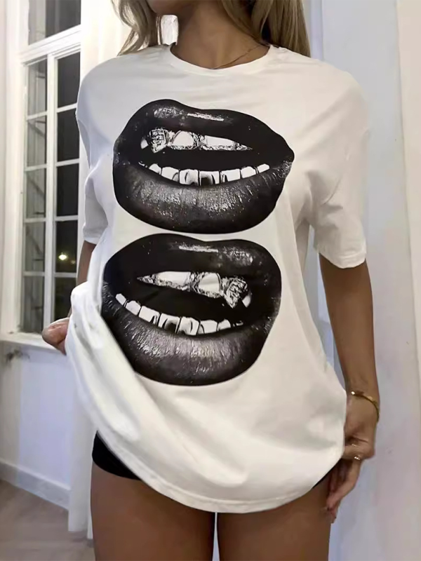 Stilla | Ny Modebillede Rund Hals Korte Ærmer T-shirt Online Hot Salg