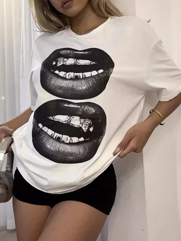 Stilla | Ny Modebillede Rund Hals Korte Ærmer T-shirt Online Hot Salg