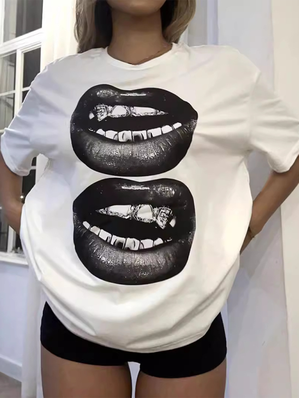 Stilla | Ny Modebillede Rund Hals Korte Ærmer T-shirt Online Hot Salg