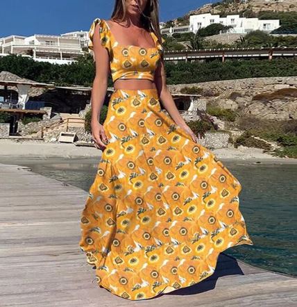 Stilla | Sexet To-delt Sommerkjole Med Boho Print Online salg