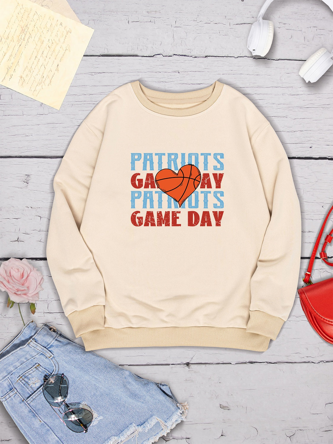 Stilla | Game Day Rund Hals Faldet Skulder Sweatshirt