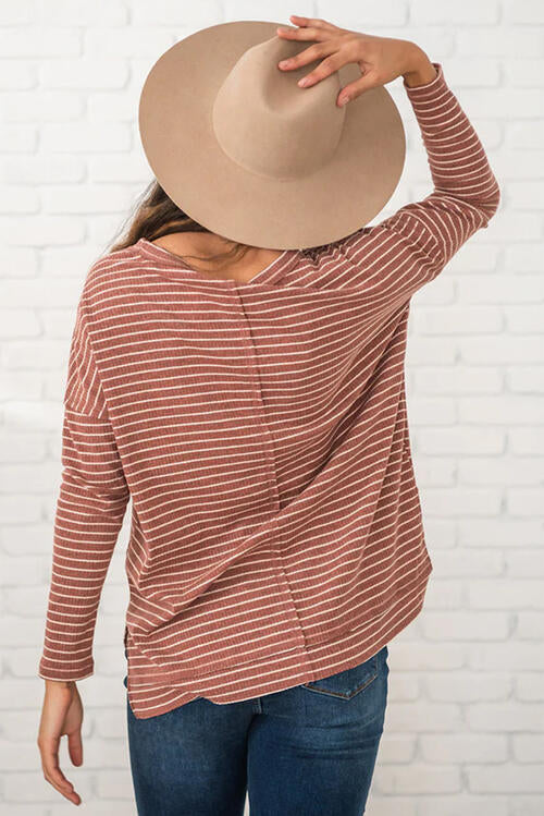 Stilla | Rund hals langærmet split T-shirt