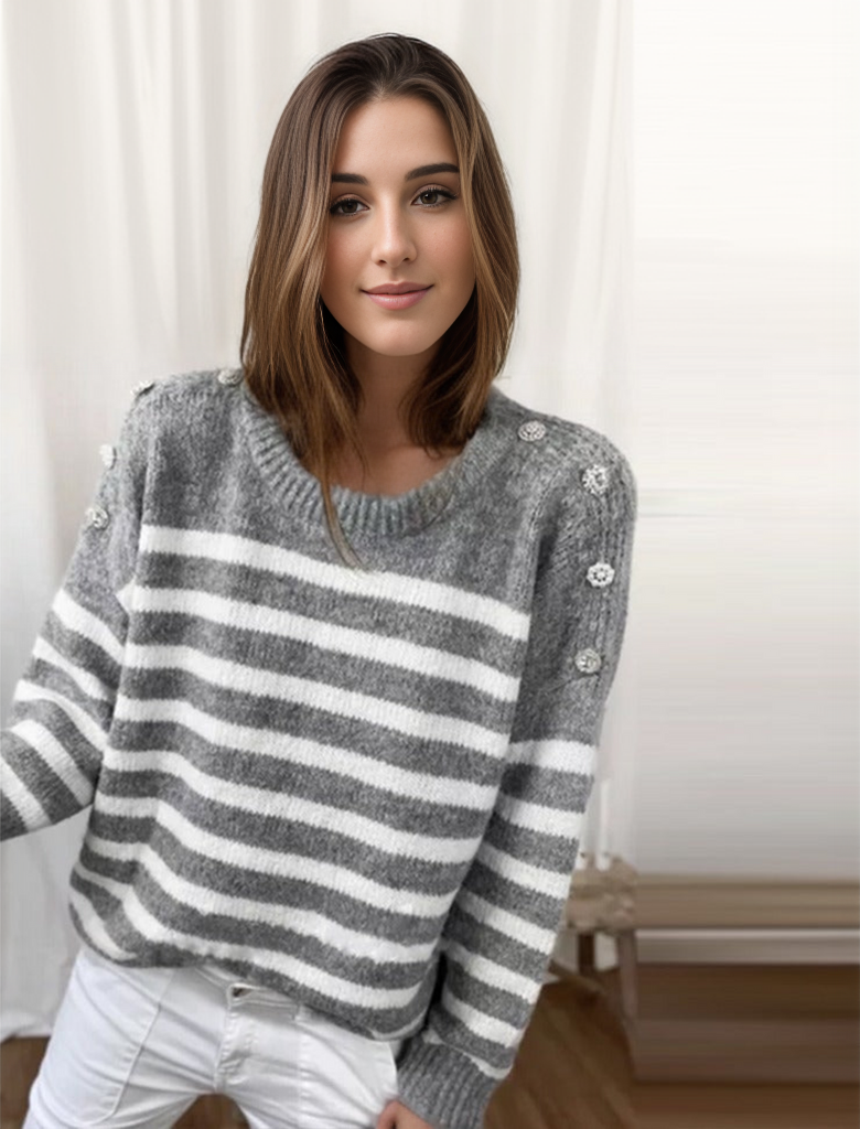 Stilla | Smart Stribet Pullover Med Lange Ærmer