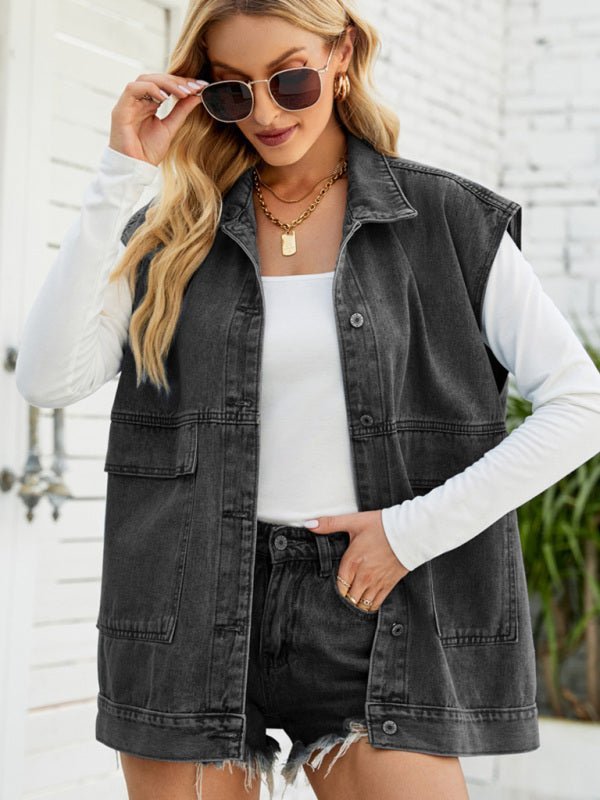 Stilla | Ny denimvest sommermode-trend denim uden ærmer vest