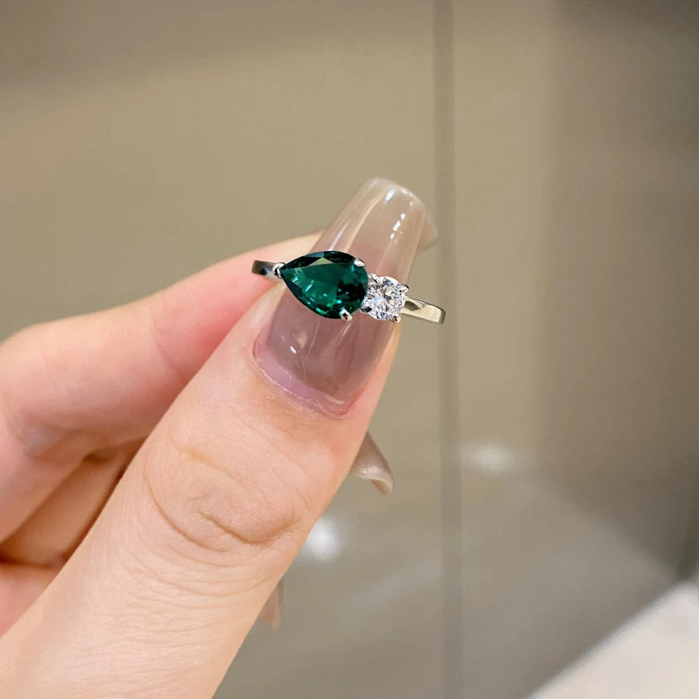 Stilla | Slank ring med dobbelts ædelstensdesign Online nu