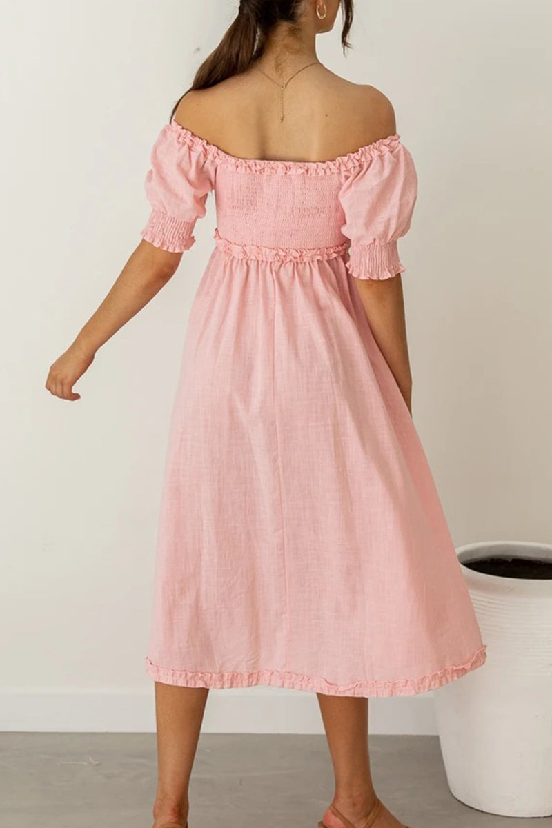 Stilla | Sød Elegante Enkle Ensfarvede Off the Shoulder A-line Kjoler