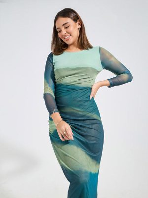 Stilla | Tie Dye Mesh Maxikjole Grøn