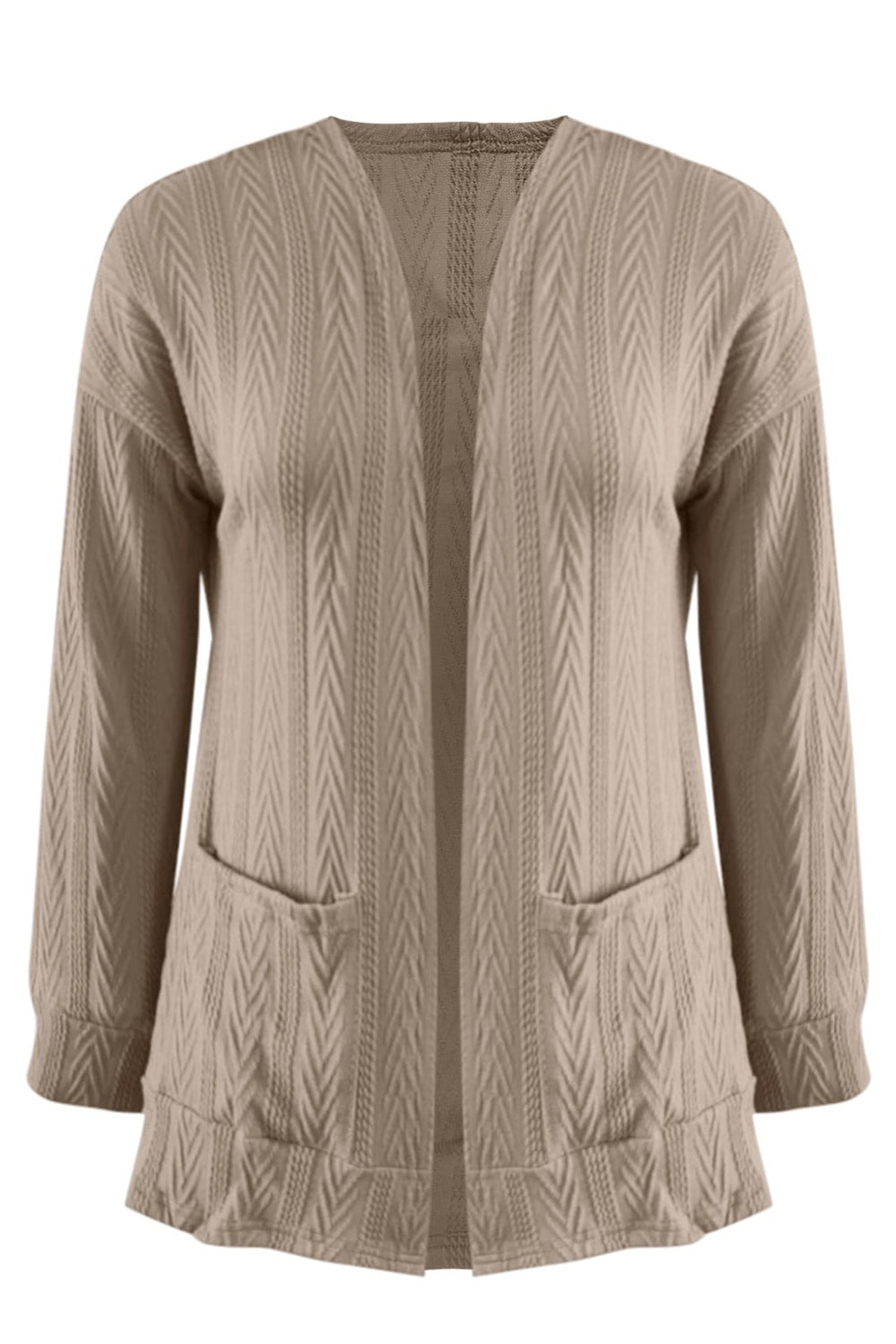 Stilla | Plus Size Tekstureret Åben Front Langærmet Cardigan