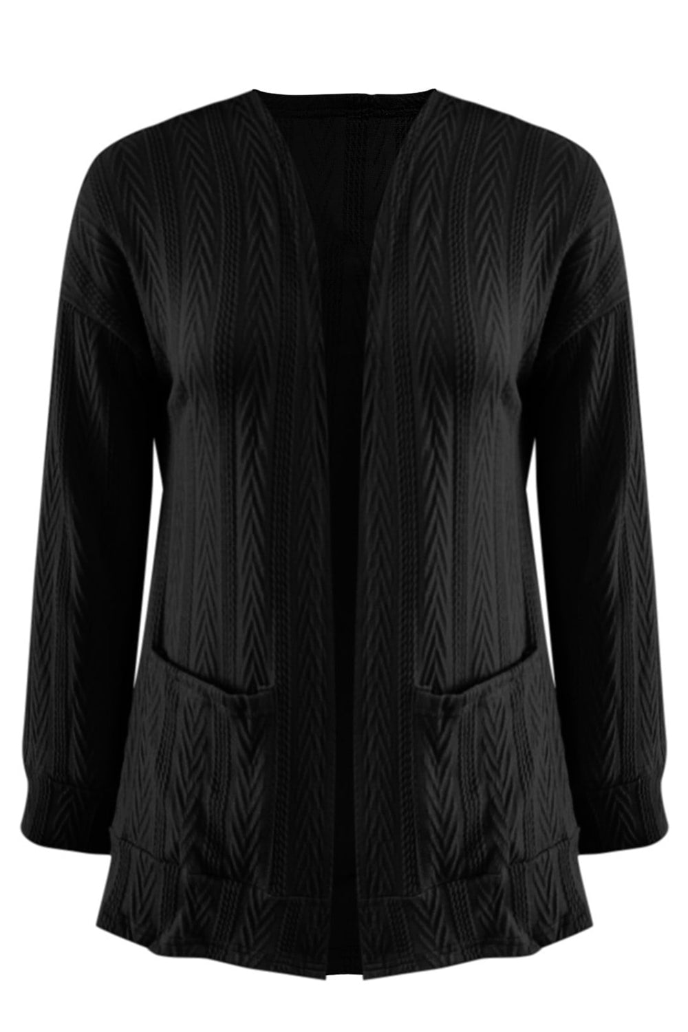 Stilla | Plus Size Tekstureret Åben Front Langærmet Cardigan