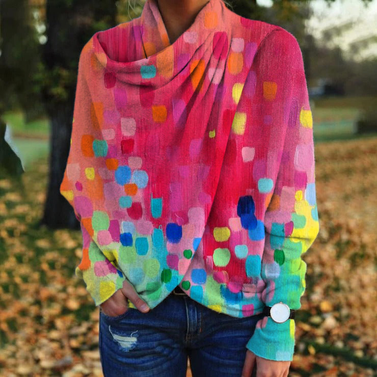 Stilla | Farverigt Langærmet Boho Scarf Top