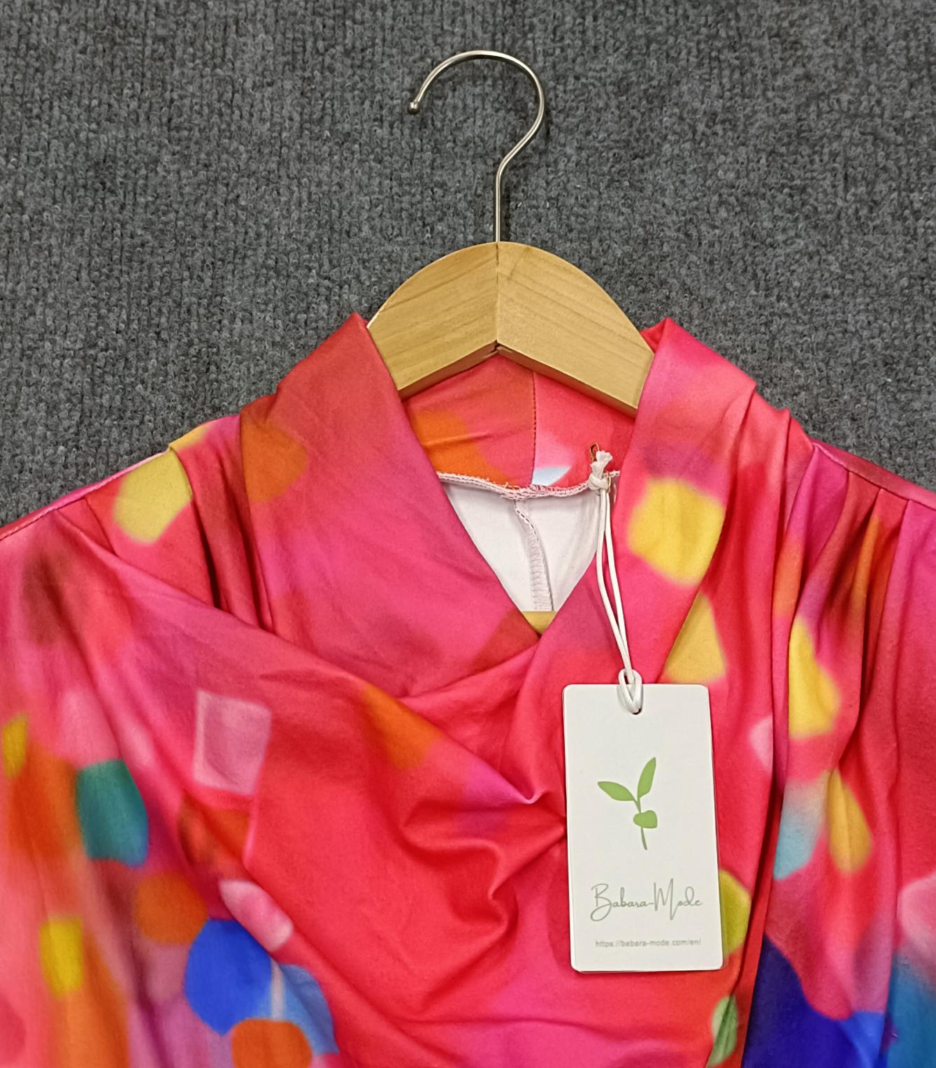 Stilla | Farverigt Langærmet Boho Scarf Top