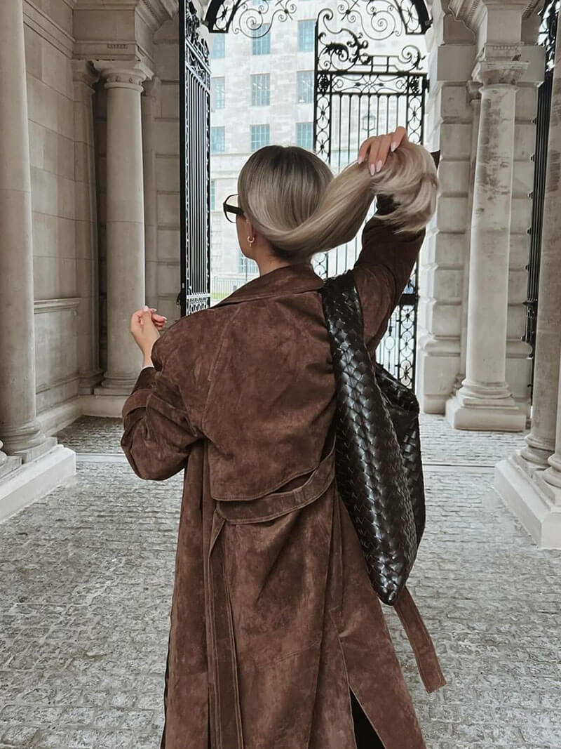 Stilla | Vegetabilsk Suede Læder Trench Coat Mode