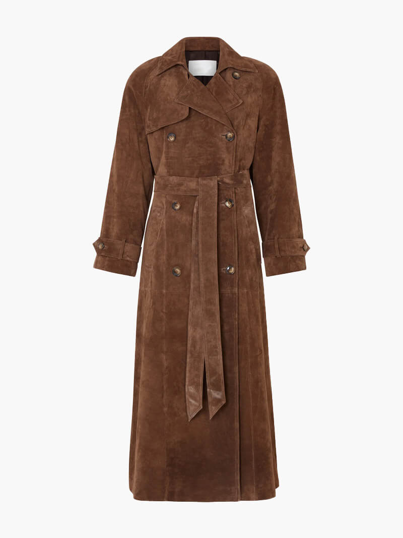 Stilla | Vegetabilsk Suede Læder Trench Coat Mode