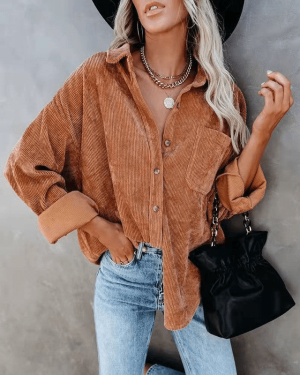 Stilla | Dametop Behagelig Corduroy Bluse Tidløs Stil i Moderne Farver Rabat