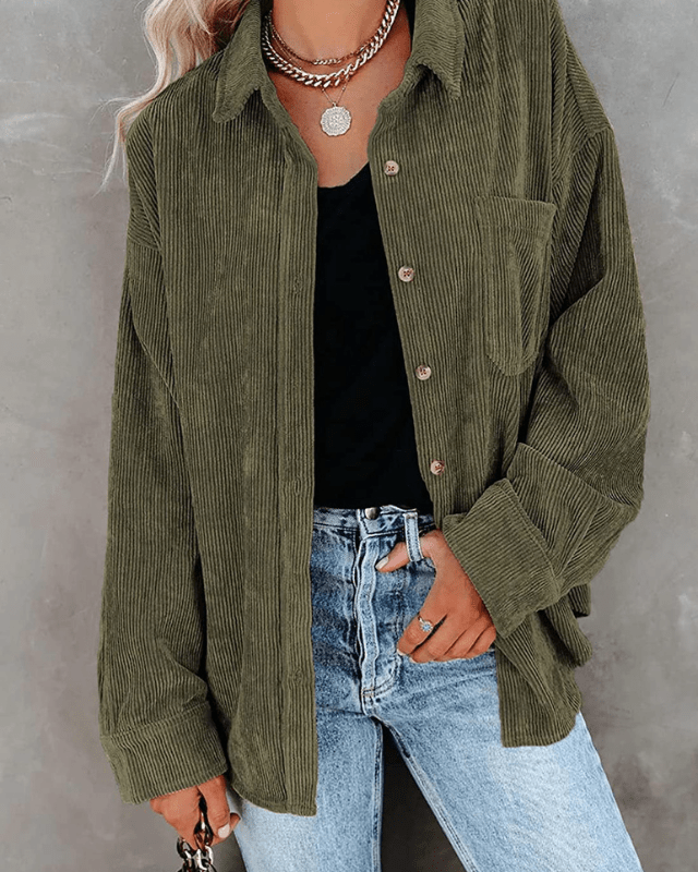 Stilla | Dametop Behagelig Corduroy Bluse Tidløs Stil i Moderne Farver Rabat