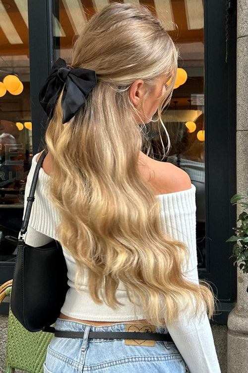 Stilla | Endearing Appeal Ribbet Strik Off the Shoulder Til Toppen