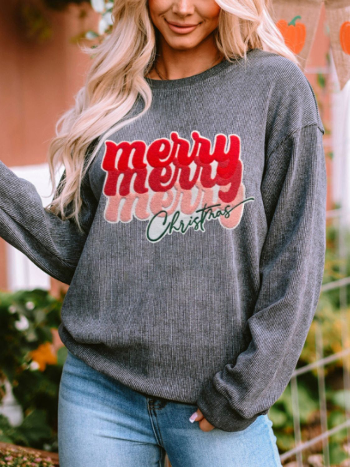 Stilla | Full Size GLAD JUL Rundhals Langærmet Sweatshirt Mode