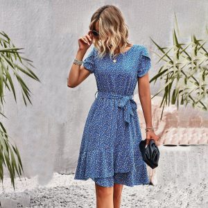 Stilla | Blåt Bohème Mini Kjole