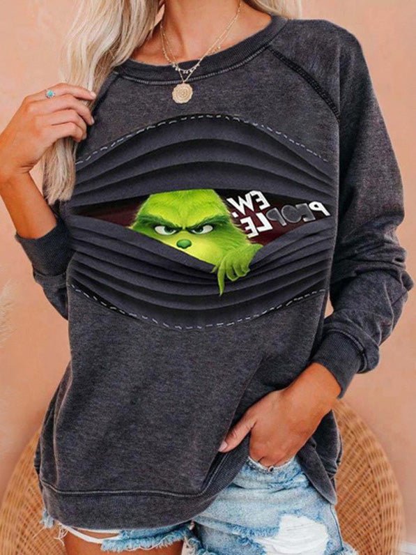 Stilla | Dame T-shirts Trykt Rund Hals Lange Ærmer Afslappet T-shirt Online Hot Salg