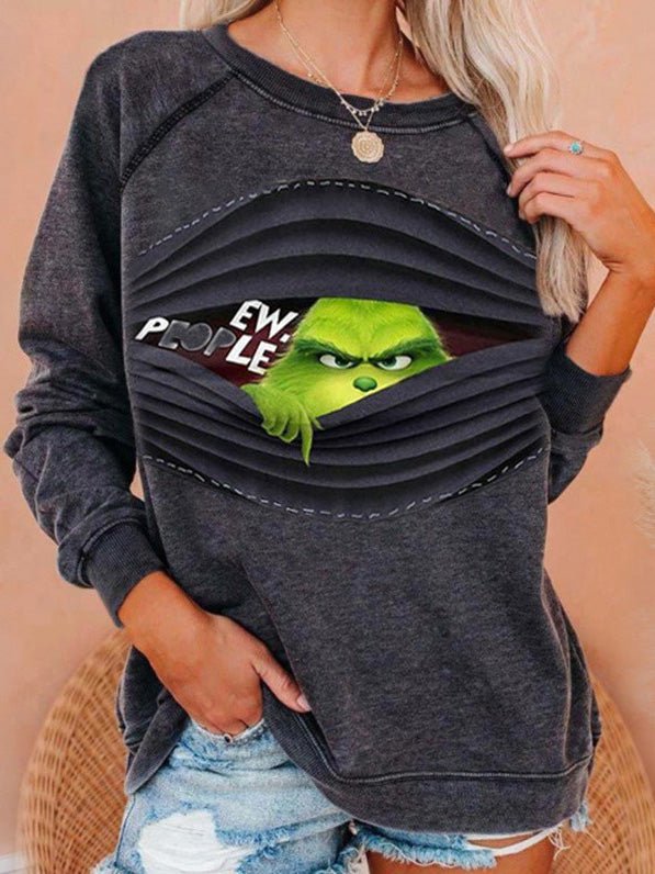 Stilla | Dame T-shirts Trykt Rund Hals Lange Ærmer Afslappet T-shirt Online Hot Salg