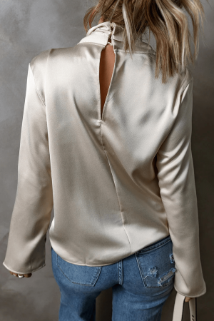 Stilla | Dame Top Elegant Satin Bluse Med Krydfront