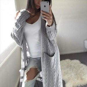 Stilla | Lang Casual Strikcardigan Akryl Varm