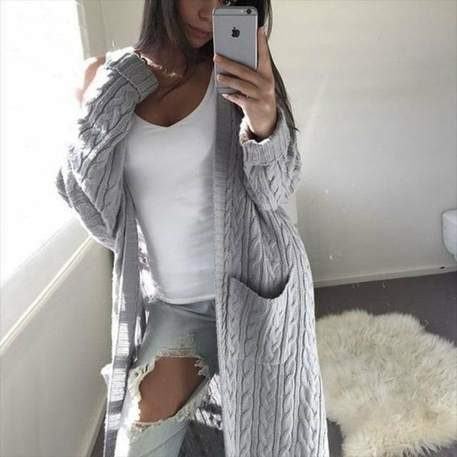 Stilla | Lang Casual Strikcardigan Akryl Varm