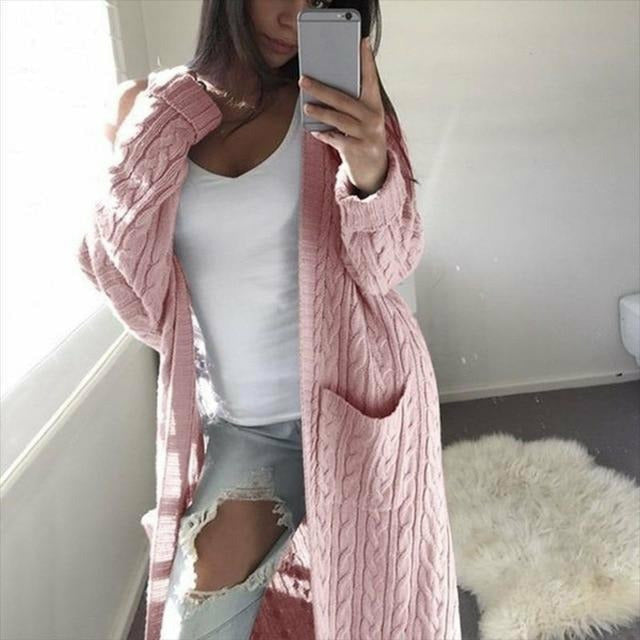 Stilla | Lang Casual Strikcardigan Akryl Varm