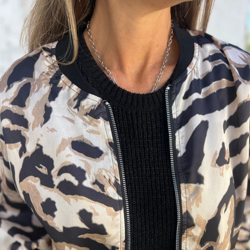 Stilla | Bomberjakke Med Revner Og Zebra Print Til Damer